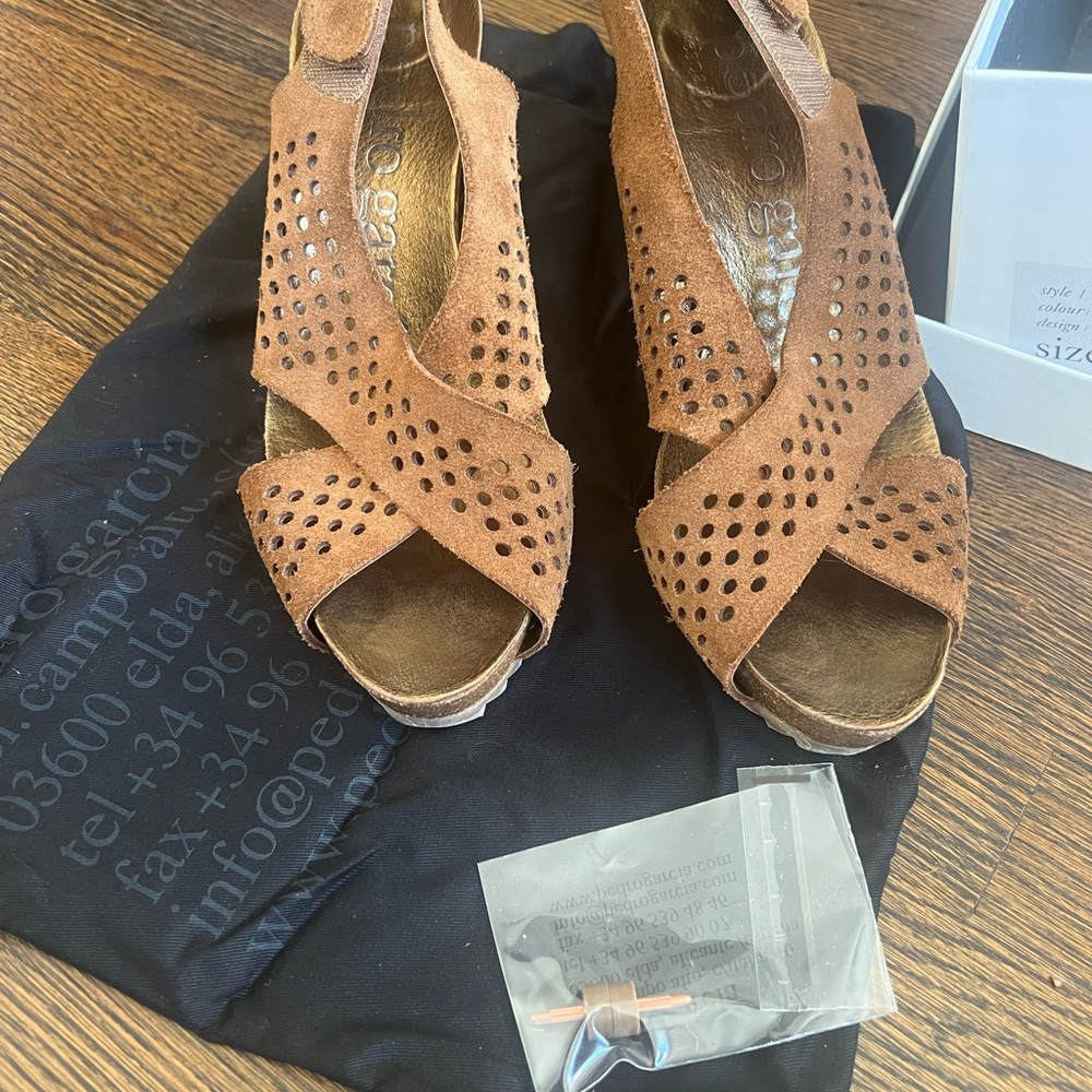 Brown Suede Peep-Toe Sandals